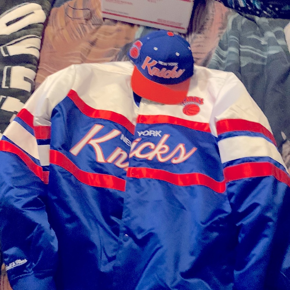 Blue,White and Yellow NY Knicks Jacket and SnapBack